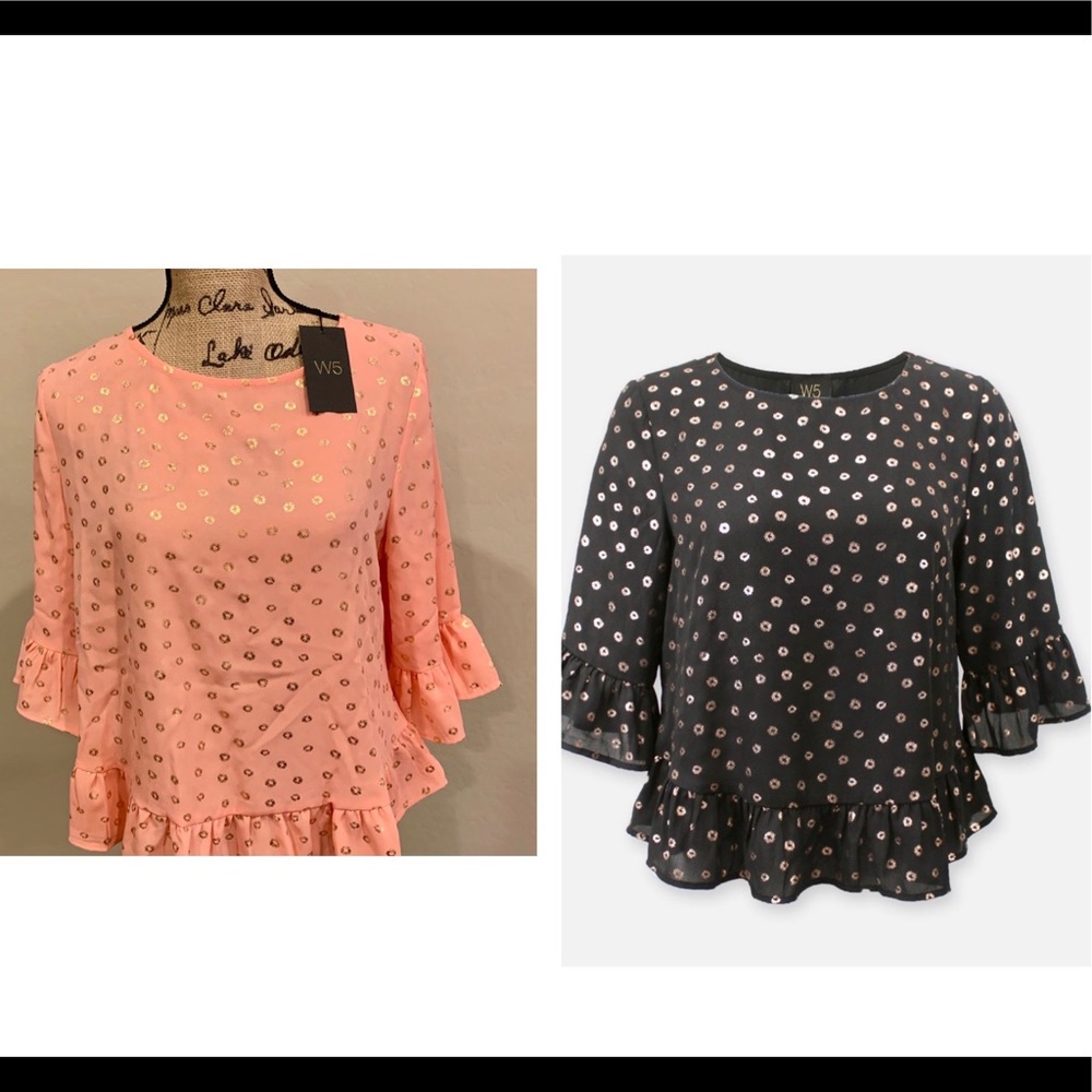 Peach/Pink Gold Ruffle Top - NWT